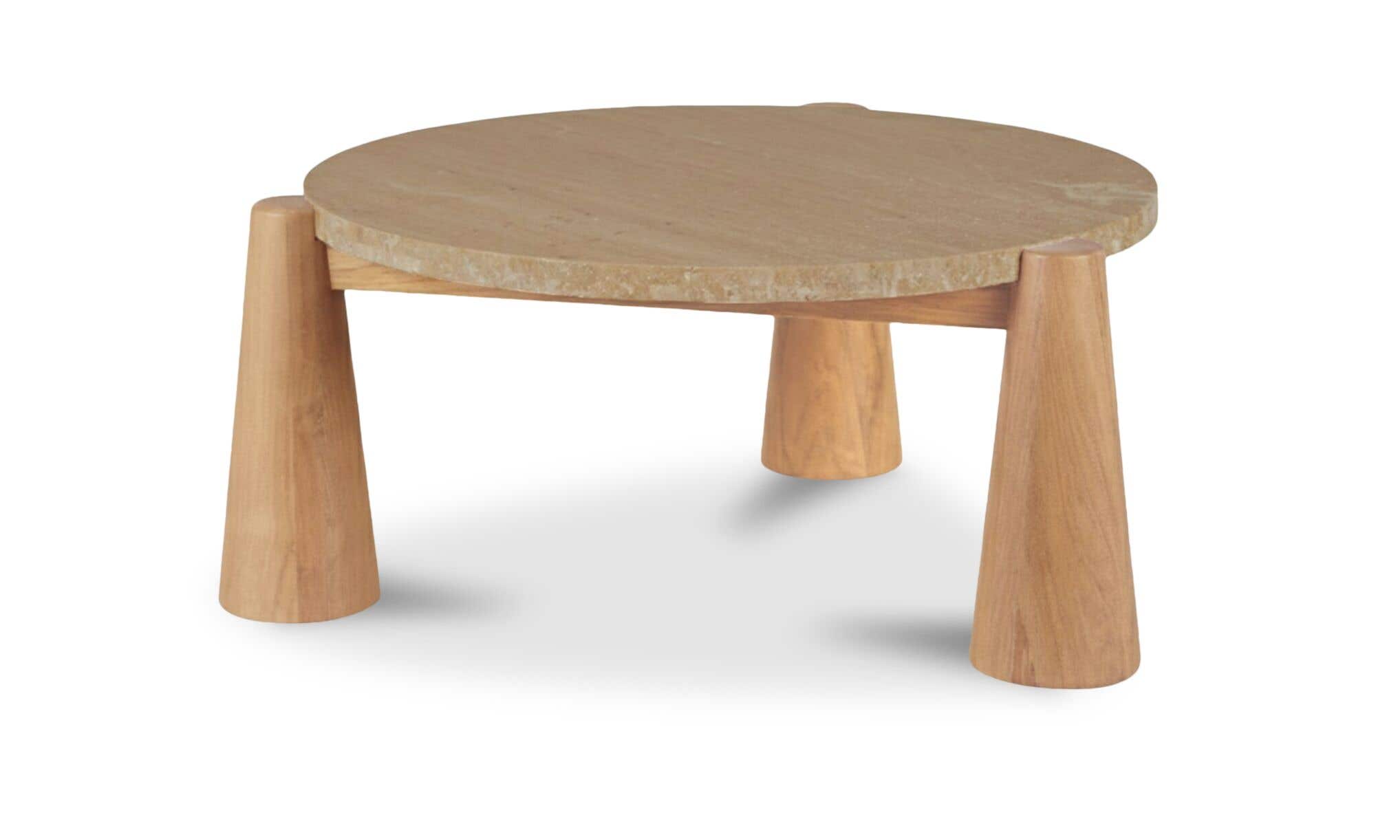 36" Natural Travertine Outdoor Coffee Table