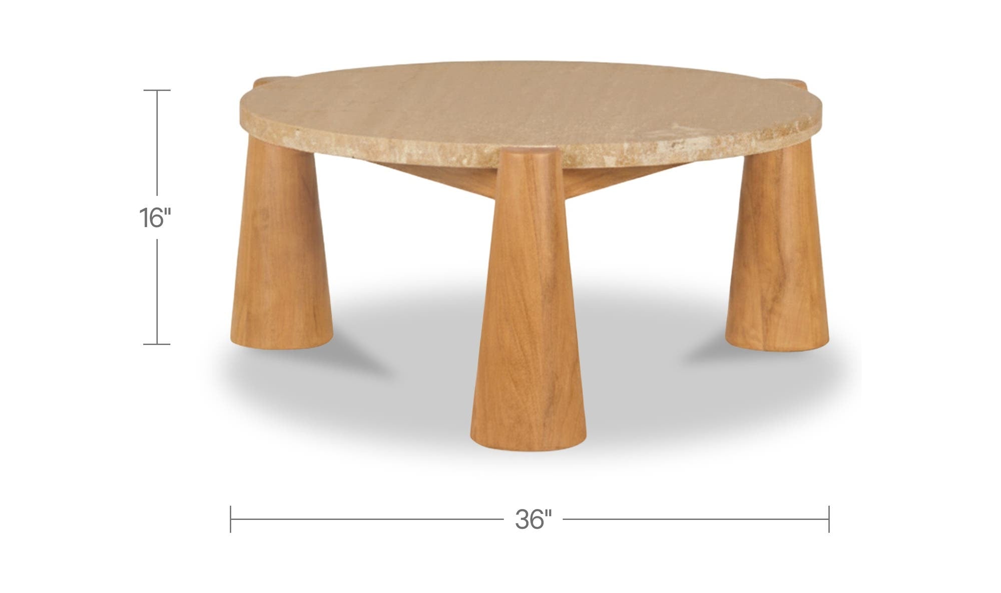 36" Natural Travertine Outdoor Coffee Table