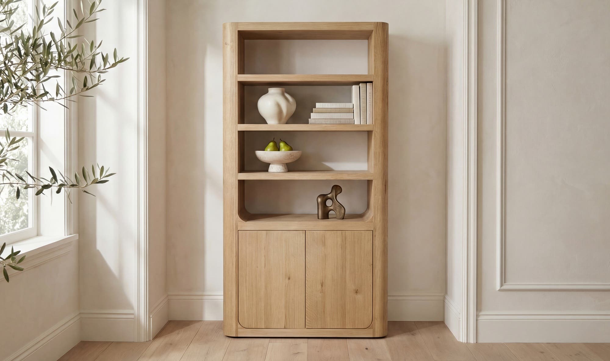 39.37" Rustic Oak Solid Oak Tall Cabinet