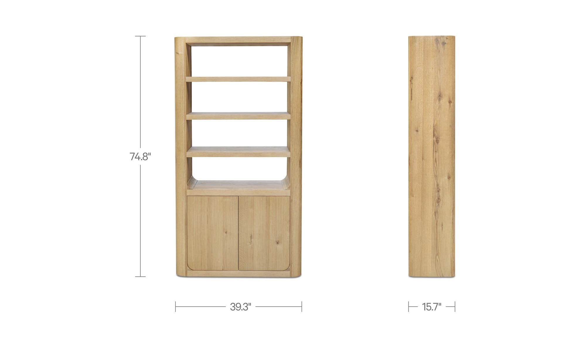 39.37" Rustic Oak Solid Oak Tall Cabinet