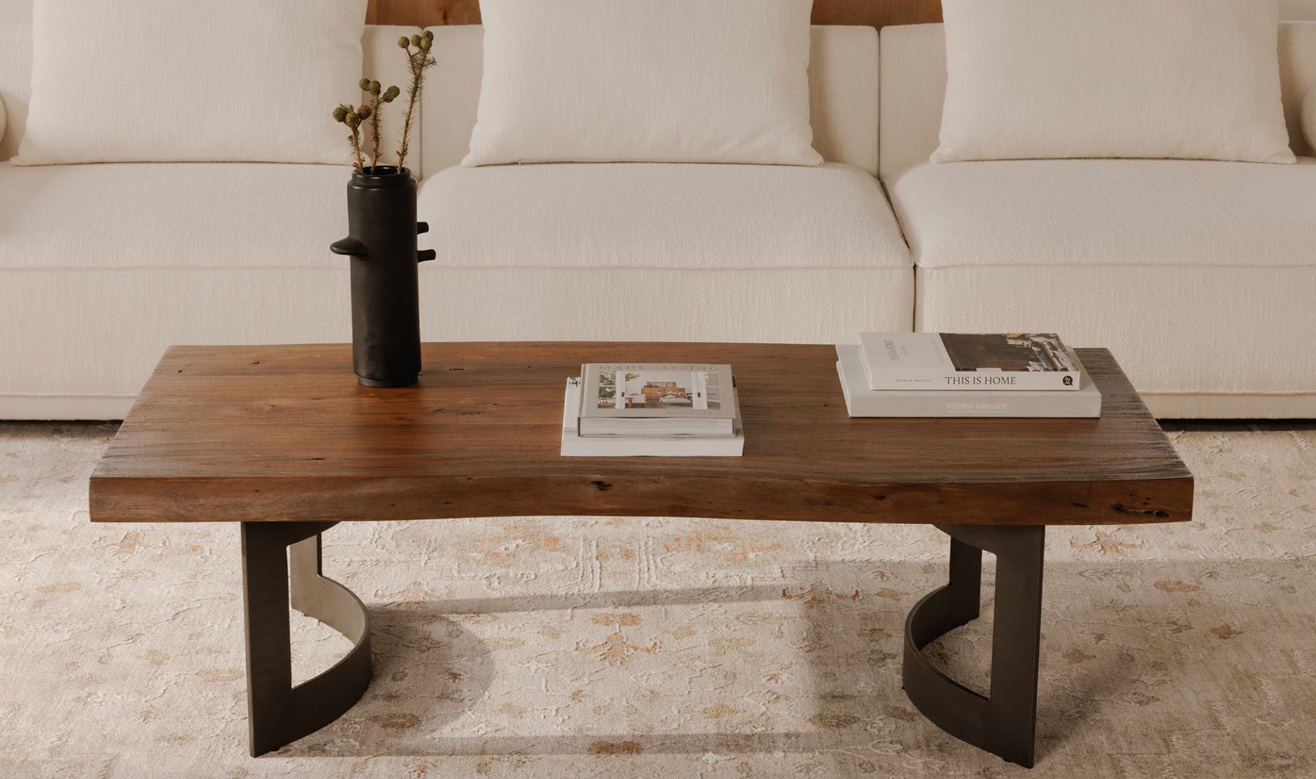 56" Brown Acacia Coffee Table