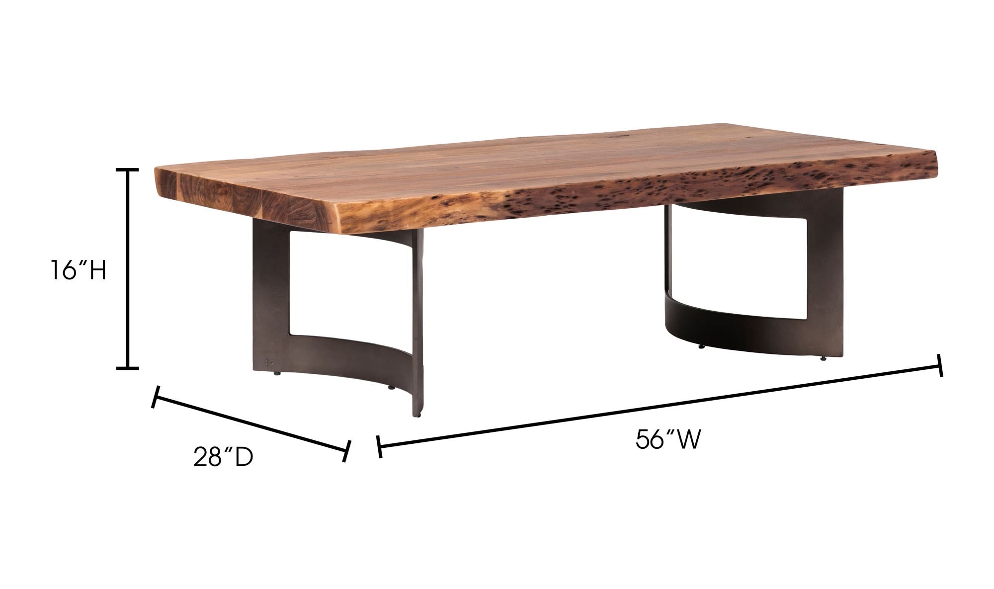 56" Brown Acacia Coffee Table