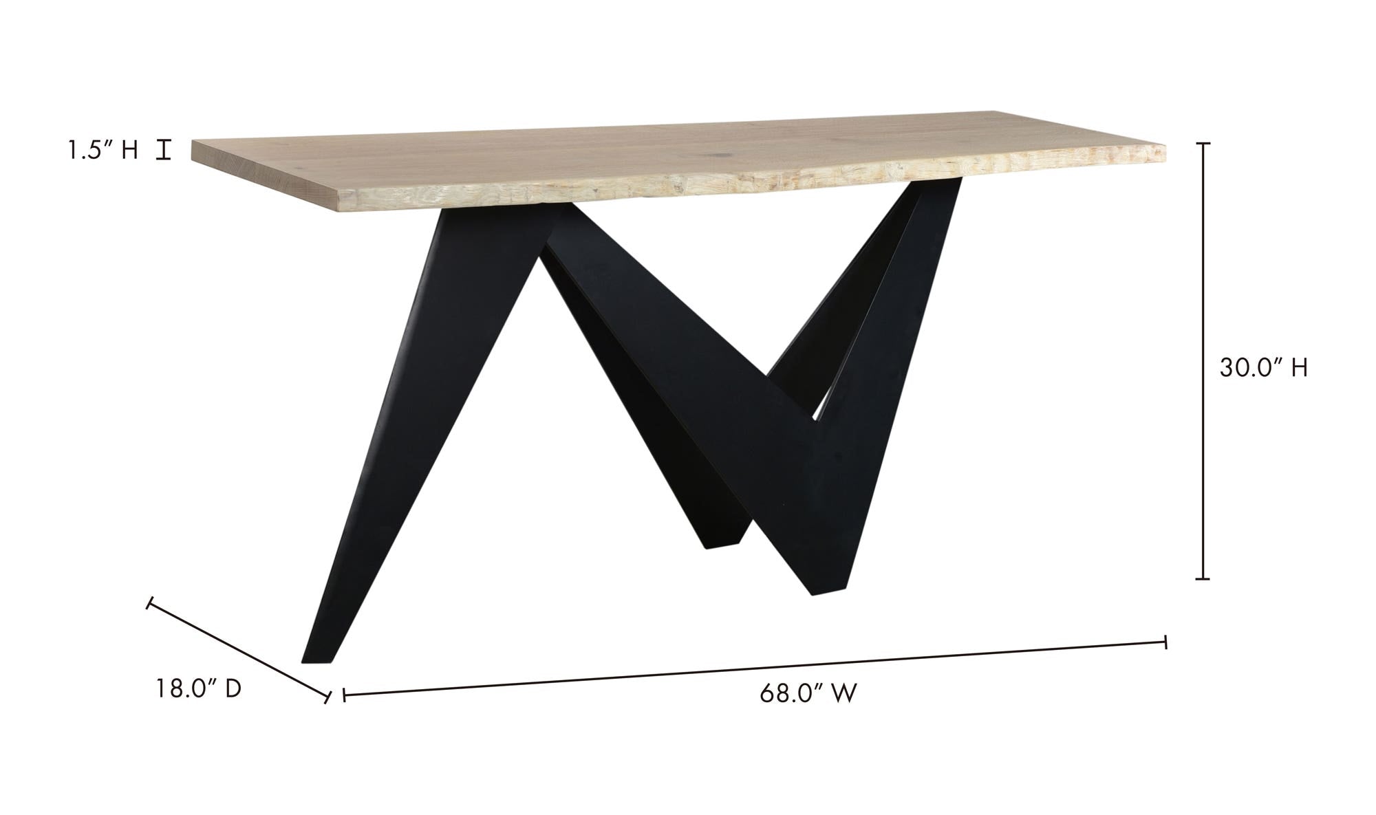 68" Natural Solid Oak Console Table