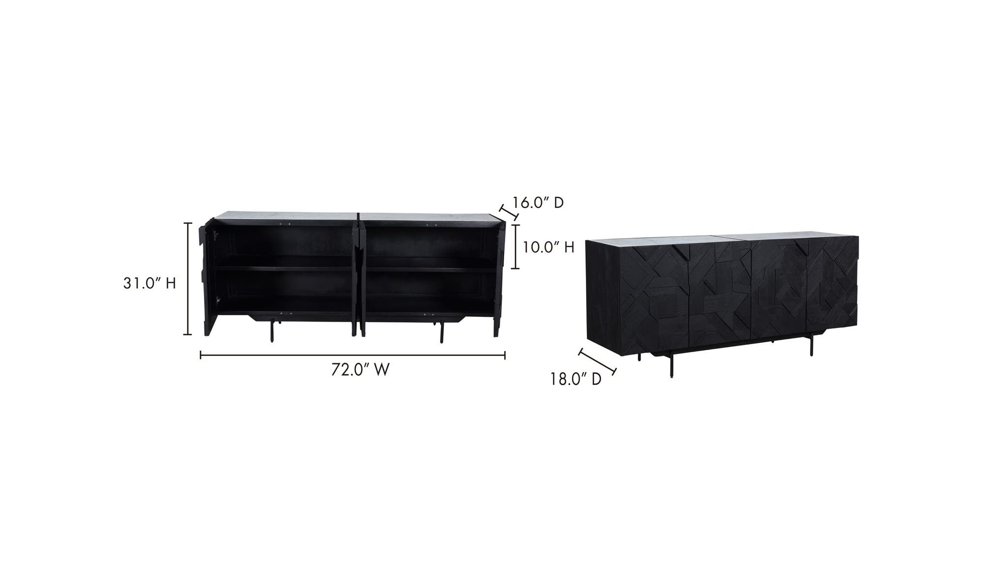 72" Black Sideboard