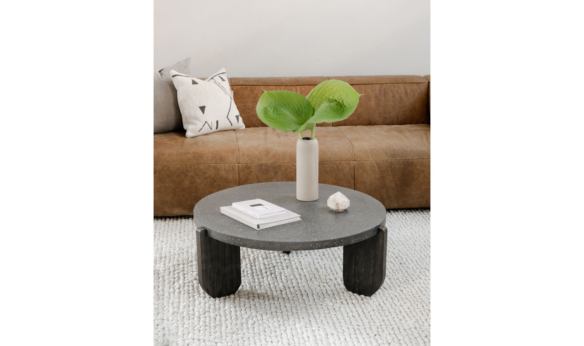 36.5" Black Concrete Coffee Table