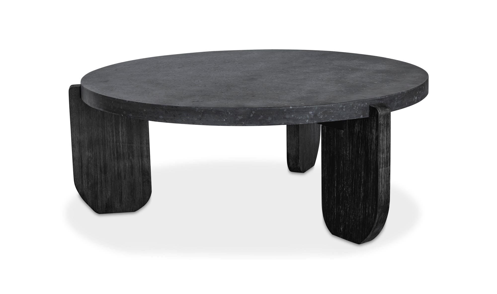 36.5" Black Concrete Coffee Table