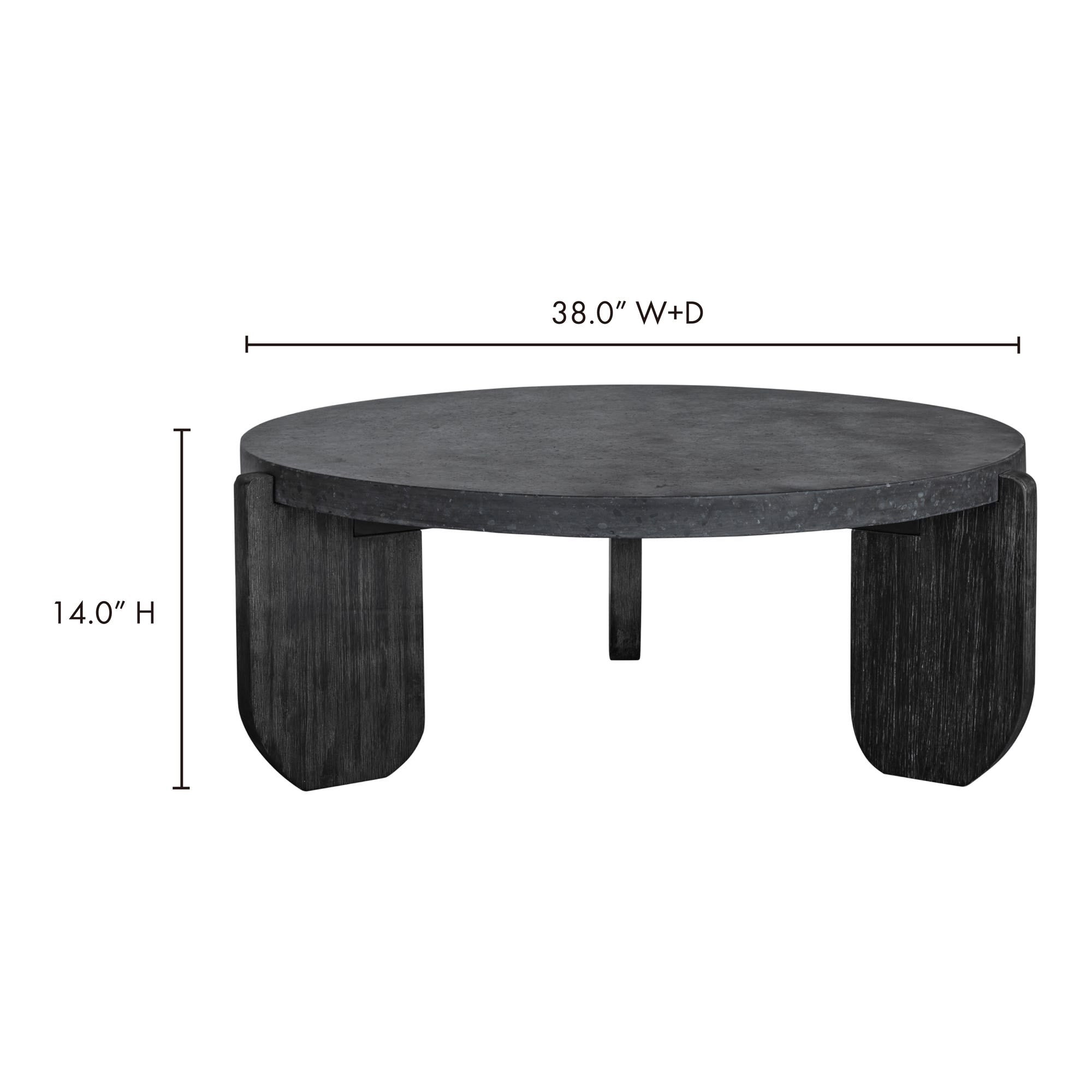 36.5" Black Concrete Coffee Table