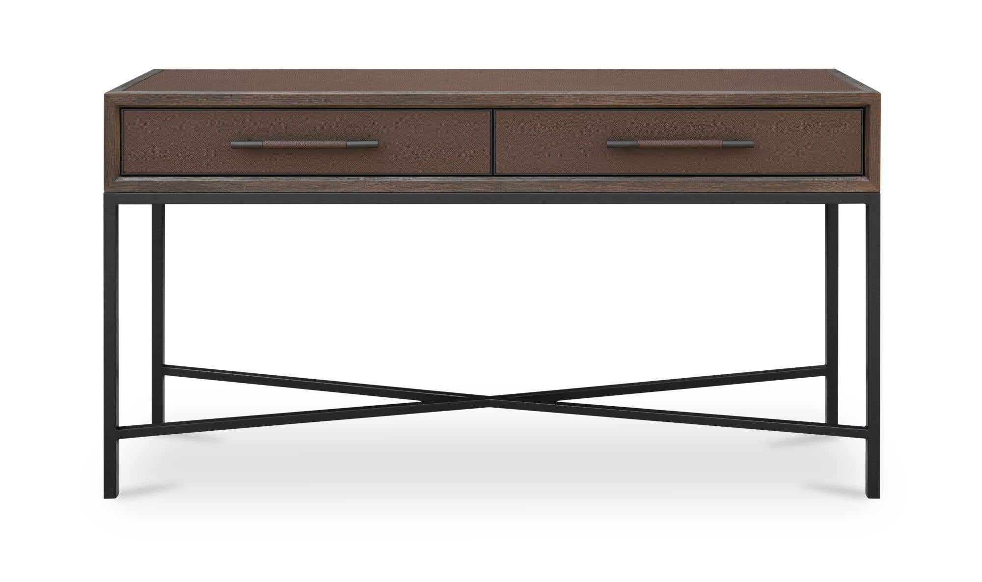 59.06" Brown Solid Oak Console Table