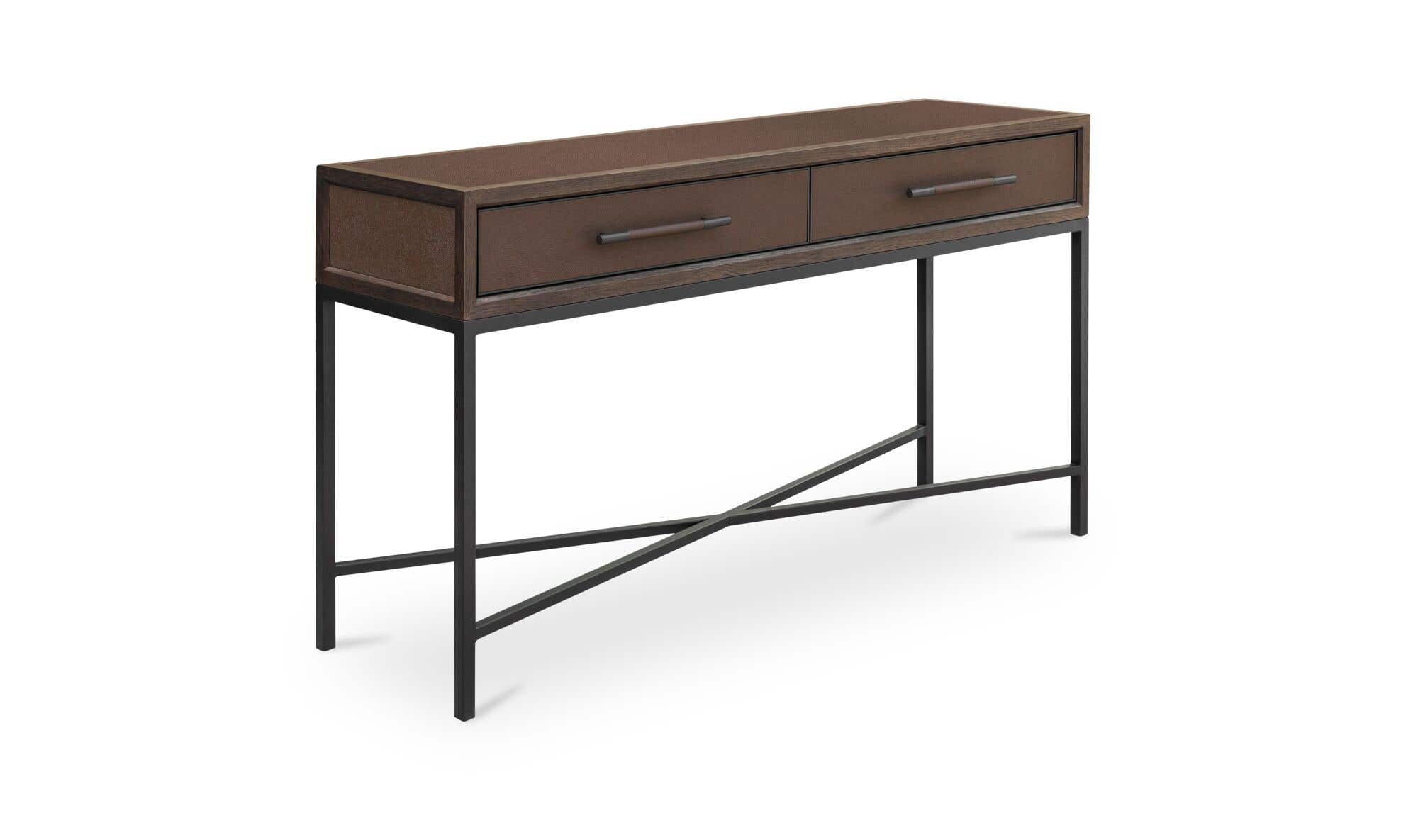 59.06" Brown Solid Oak Console Table