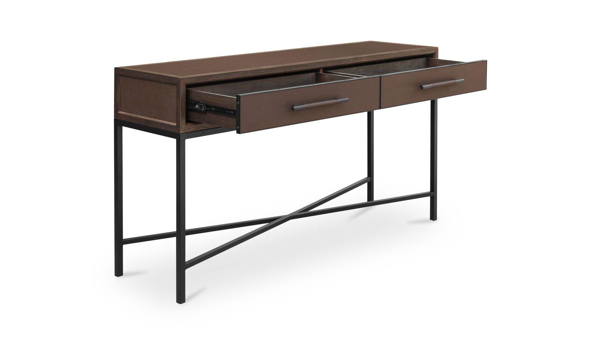59.06" Brown Solid Oak Console Table