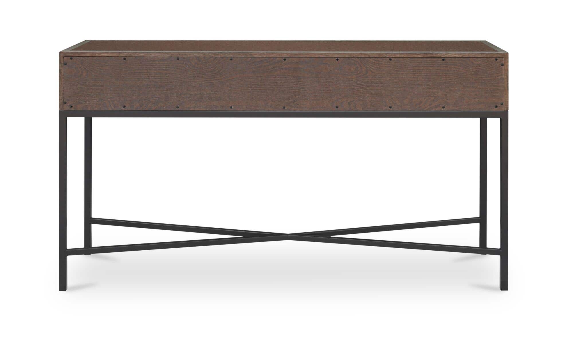 59.06" Brown Solid Oak Console Table