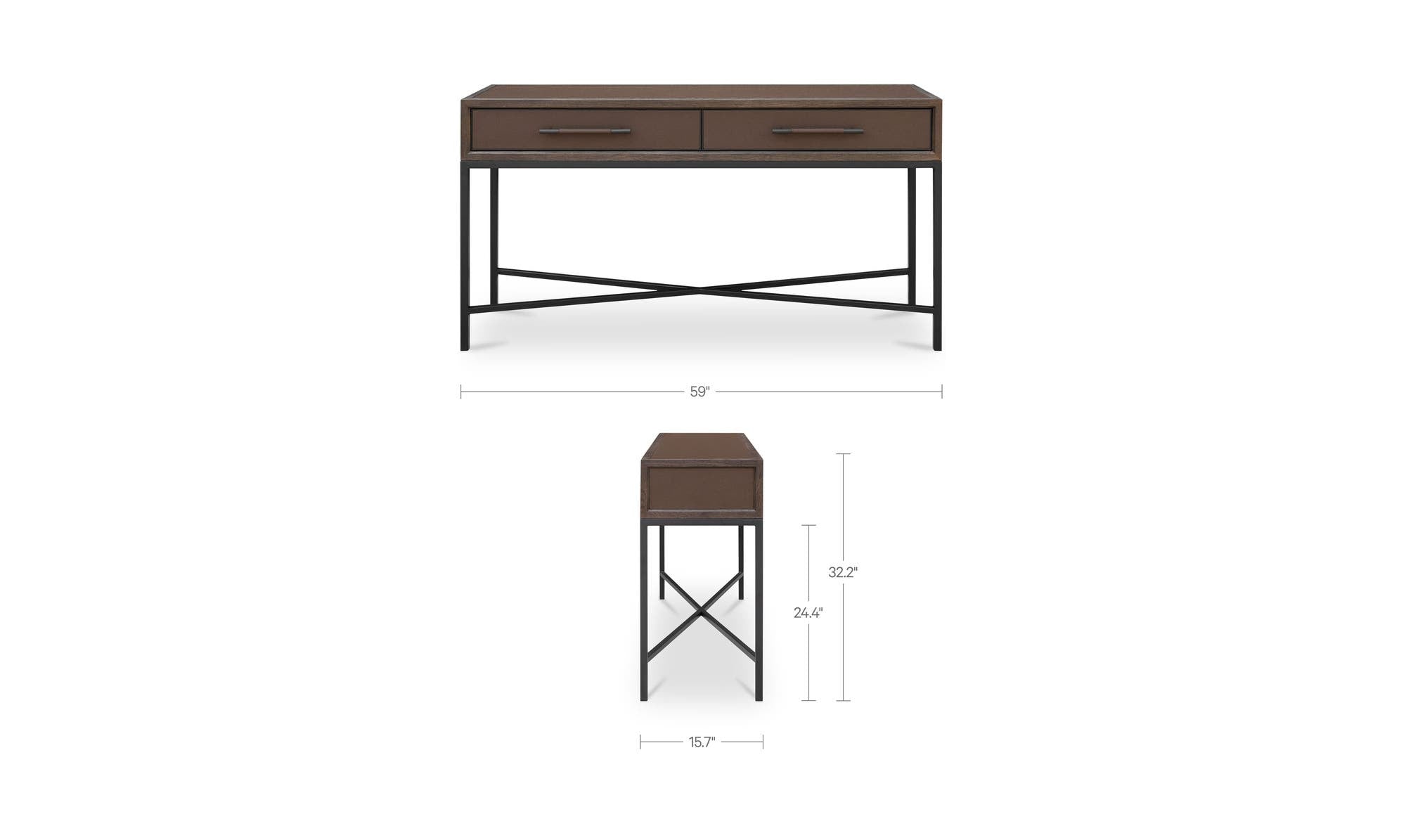59.06" Brown Solid Oak Console Table