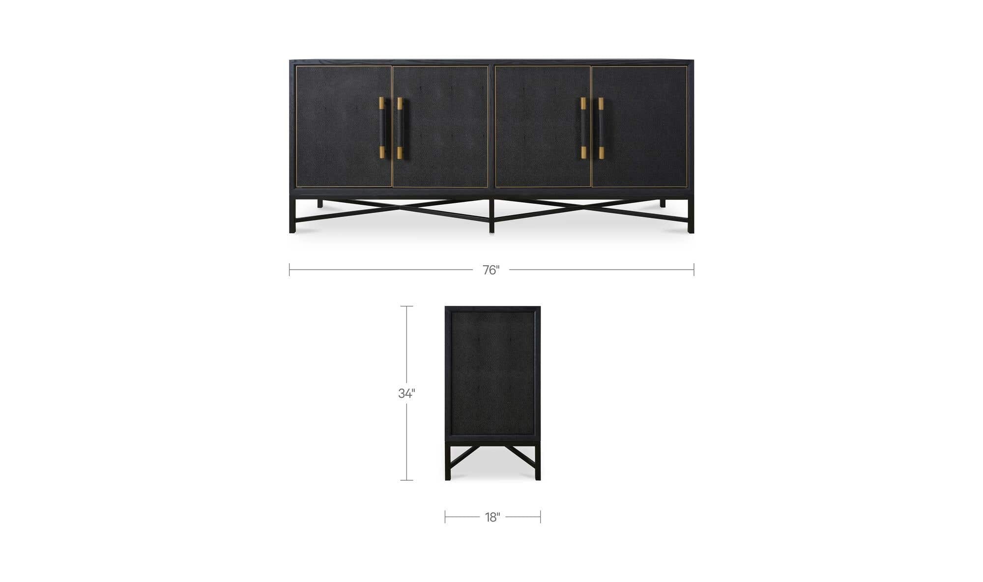 76" Black Oak Sideboard