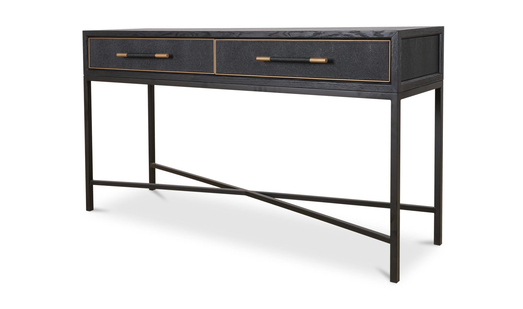 59.06" Black Solid Oak Console Table