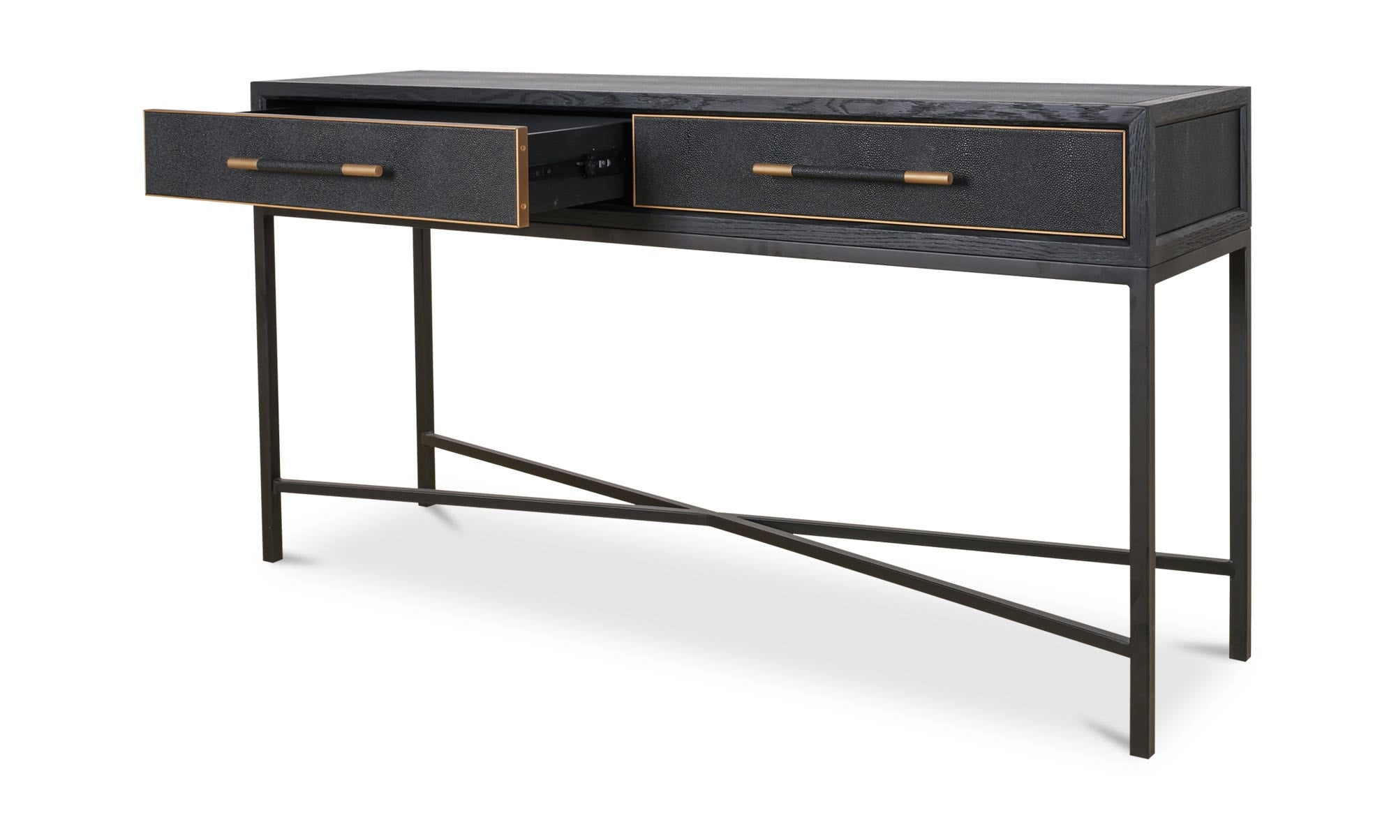 59.06" Black Solid Oak Console Table