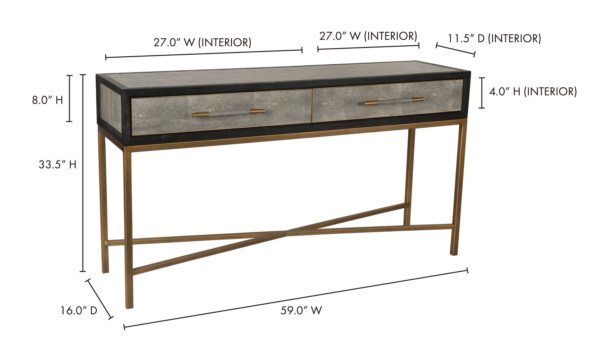 59" Grey Oak Console Table