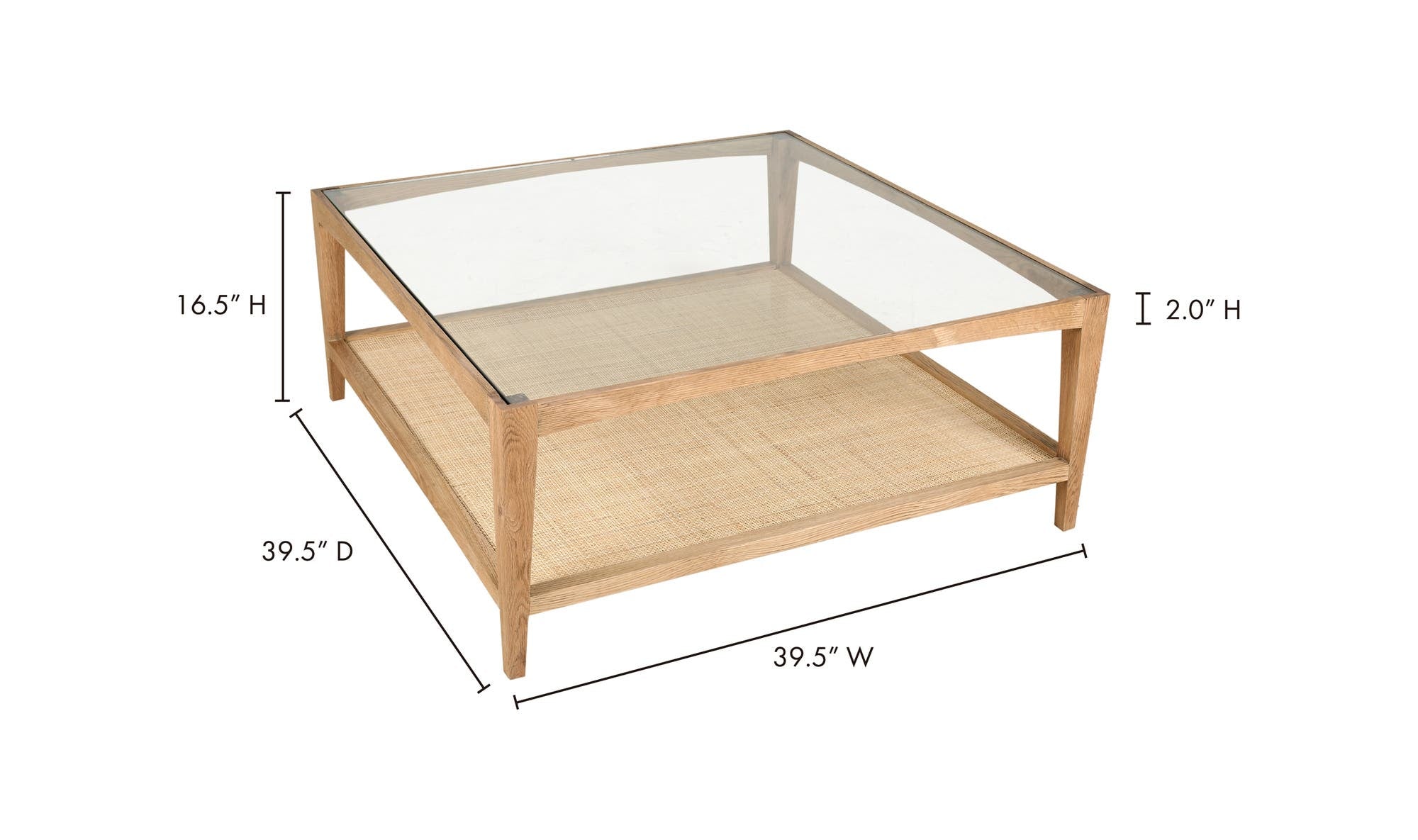 39.5" Natural Solid Oak Coffee Table