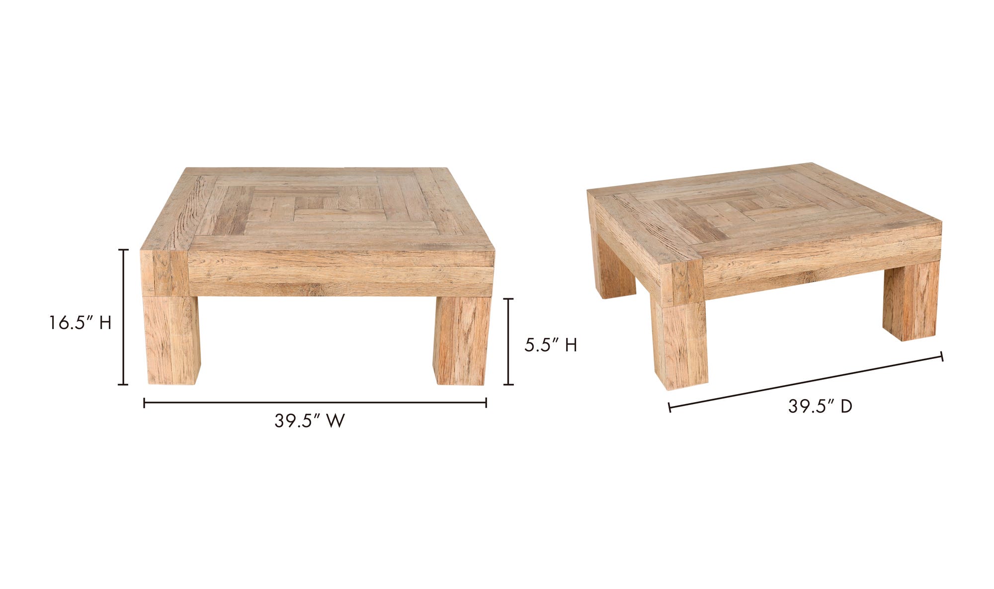 39.5" Natural Oak Coffee Table
