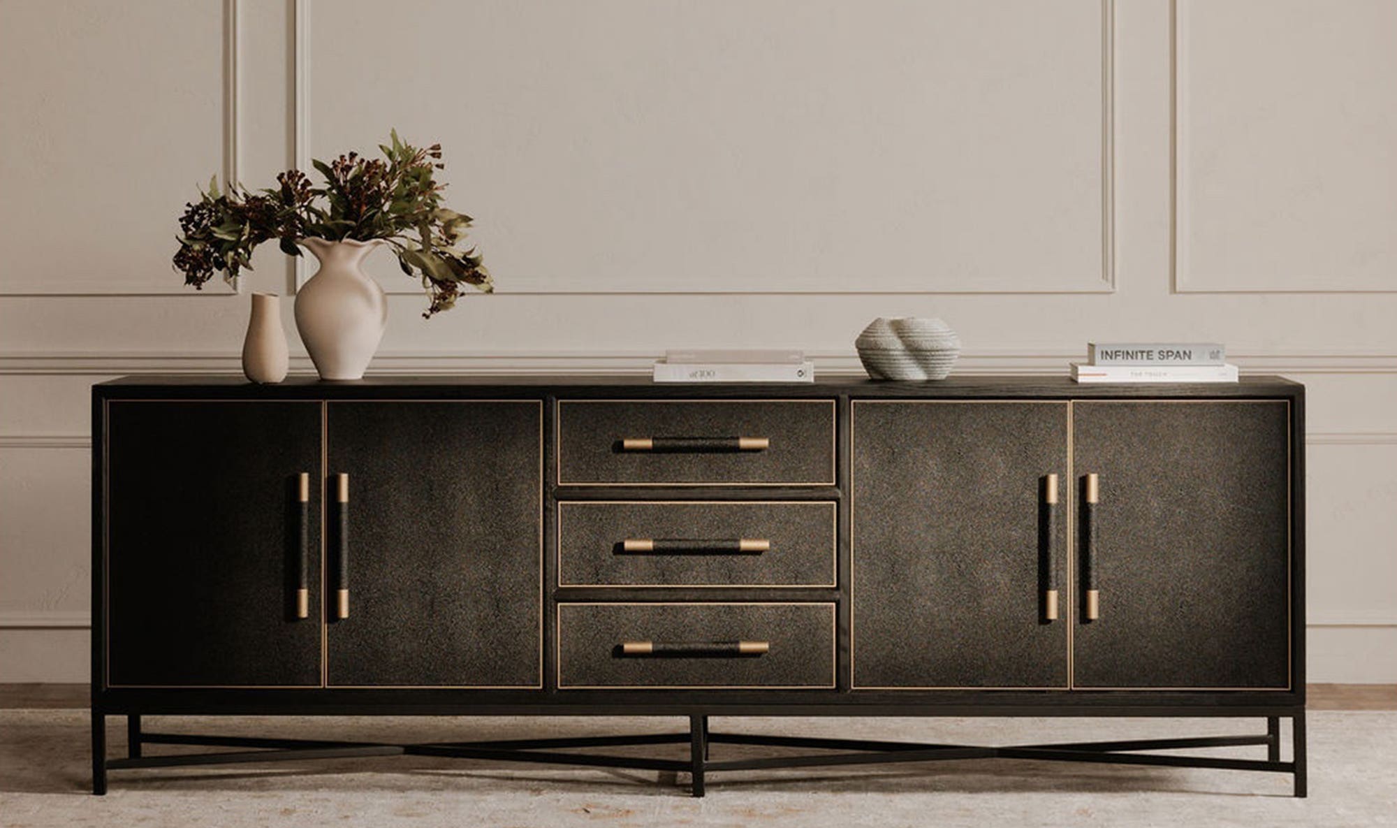 100" Black Solid Oak Sideboard
