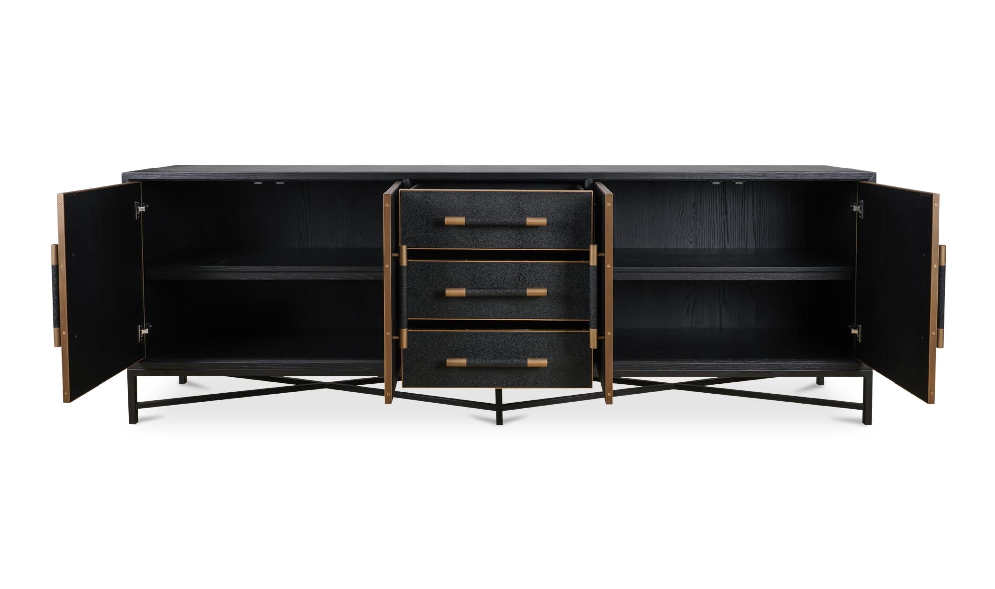 100" Black Solid Oak Sideboard