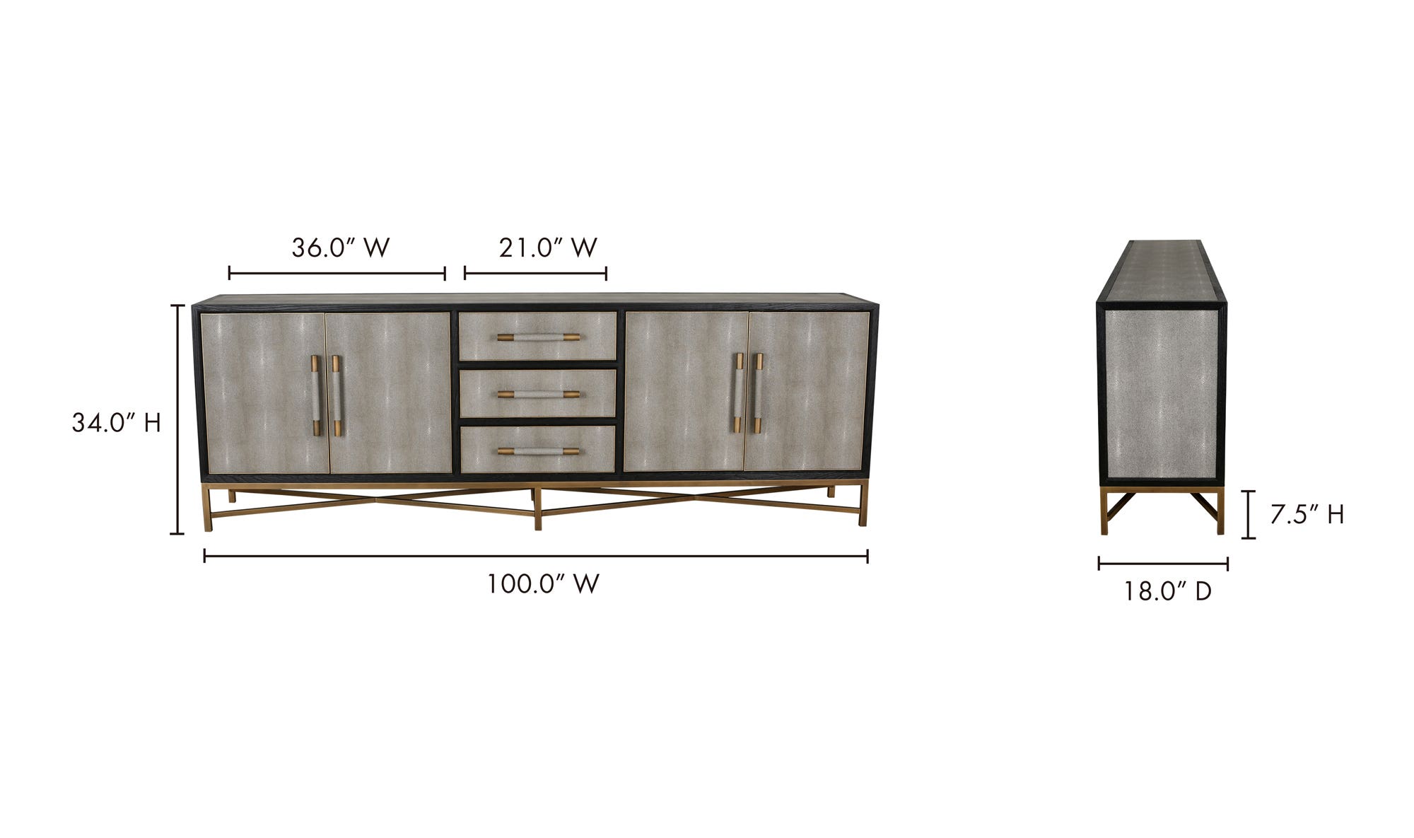 100" Grey Oak Sideboard