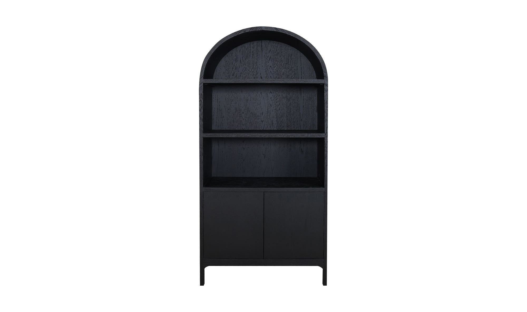 37.5" Black Oak Solid Oak Display Cabinet