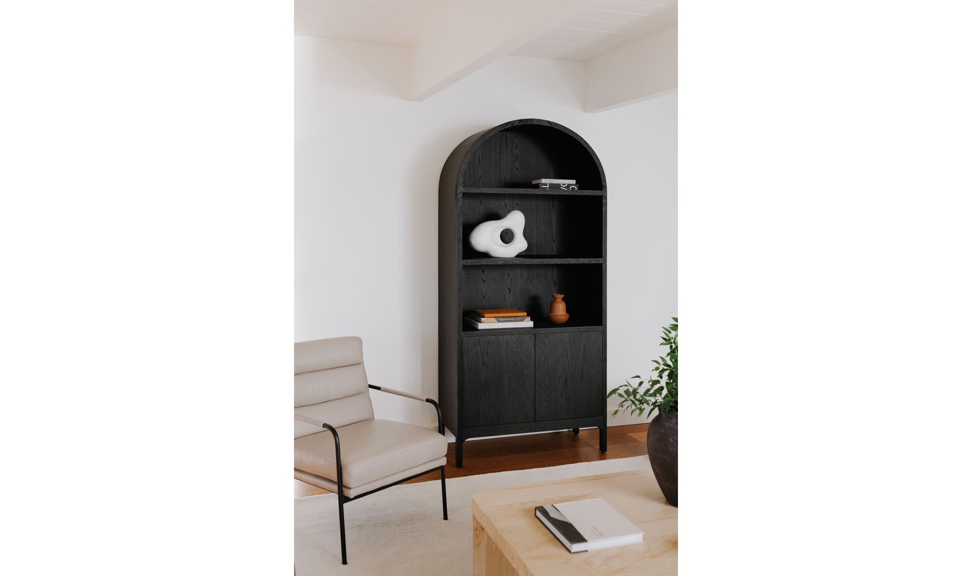 37.5" Black Oak Solid Oak Display Cabinet