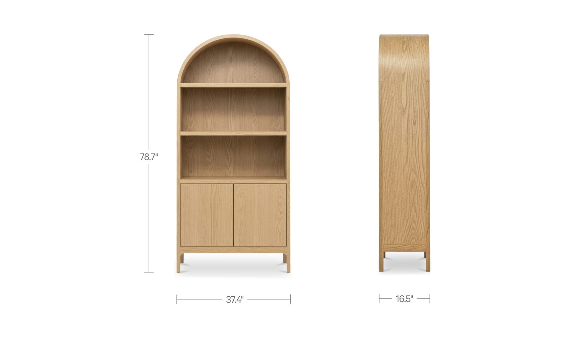 37.4" Natural Solid Oak Display Cabinet