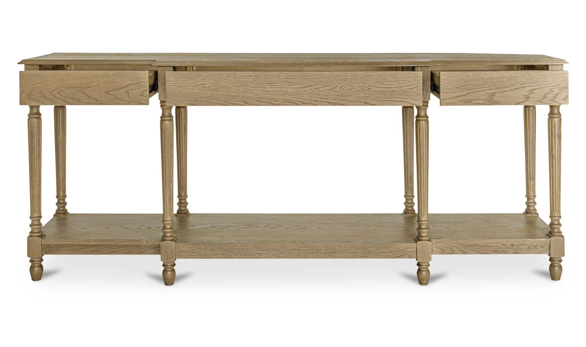 80" Brown Solid Oak Console Table