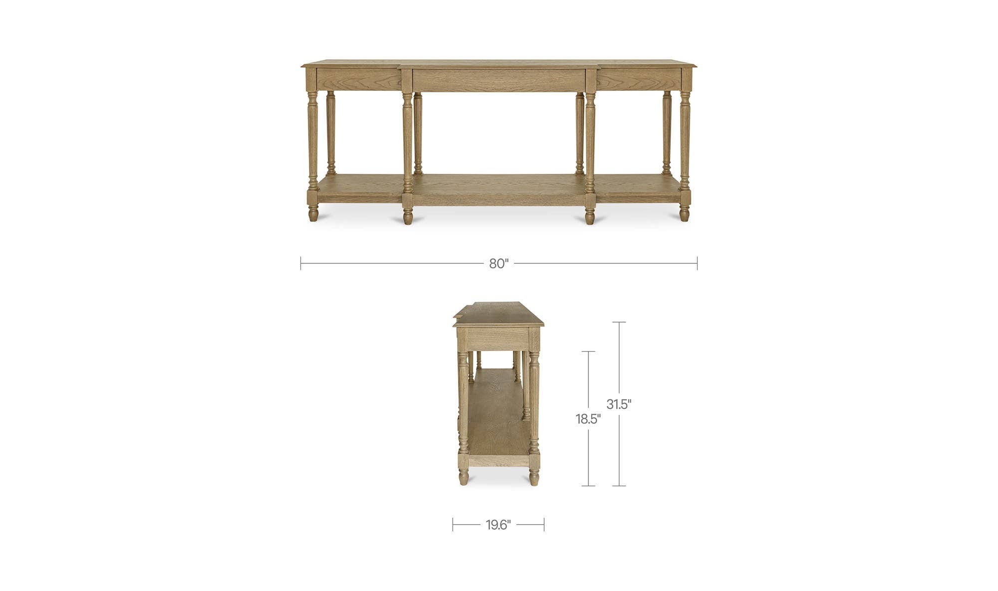 80" Brown Solid Oak Console Table