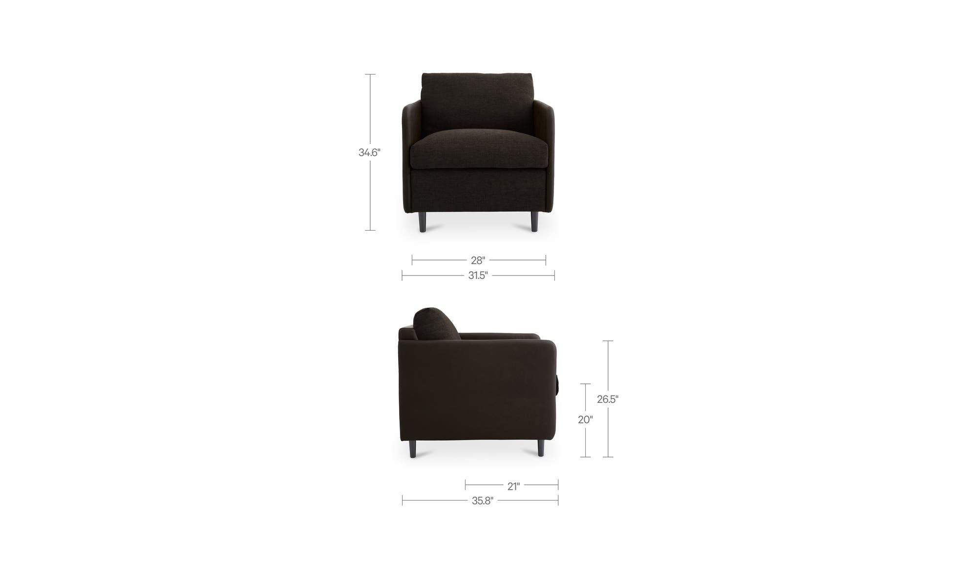 31.5" Warm Black Leather Accent Chair