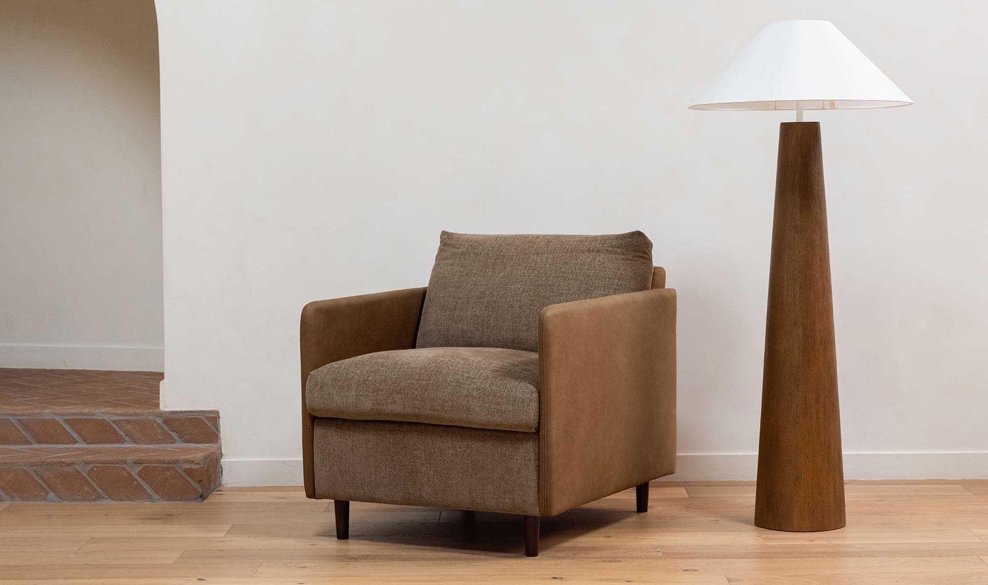31.5" Brown Leather Accent Chair