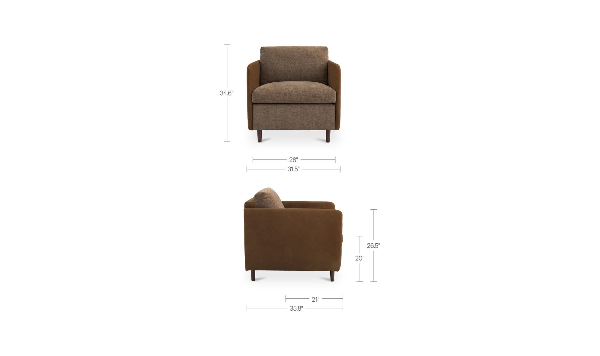 31.5" Brown Leather Accent Chair