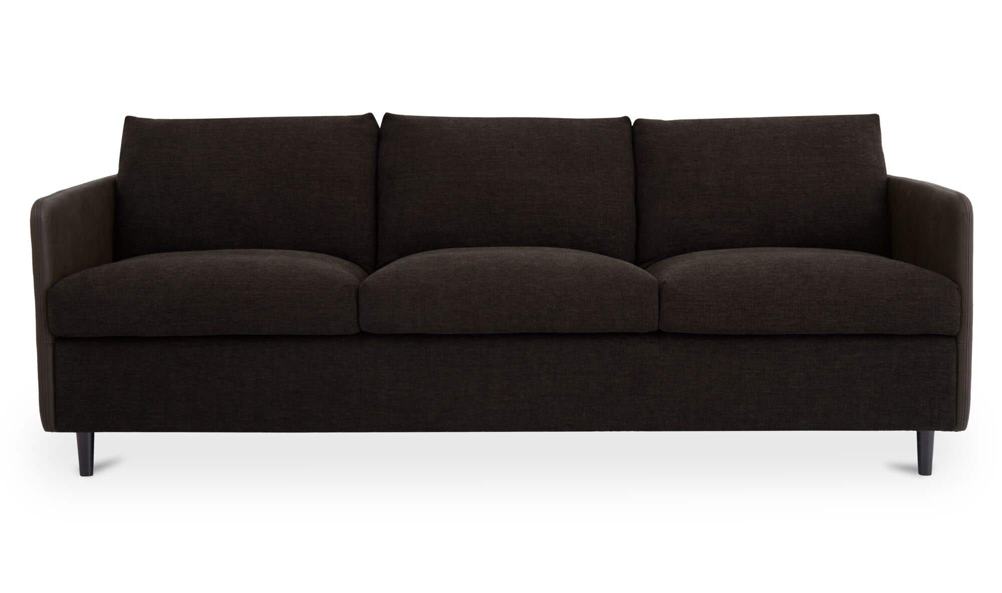 86.8" Warm Black Leather Sofa