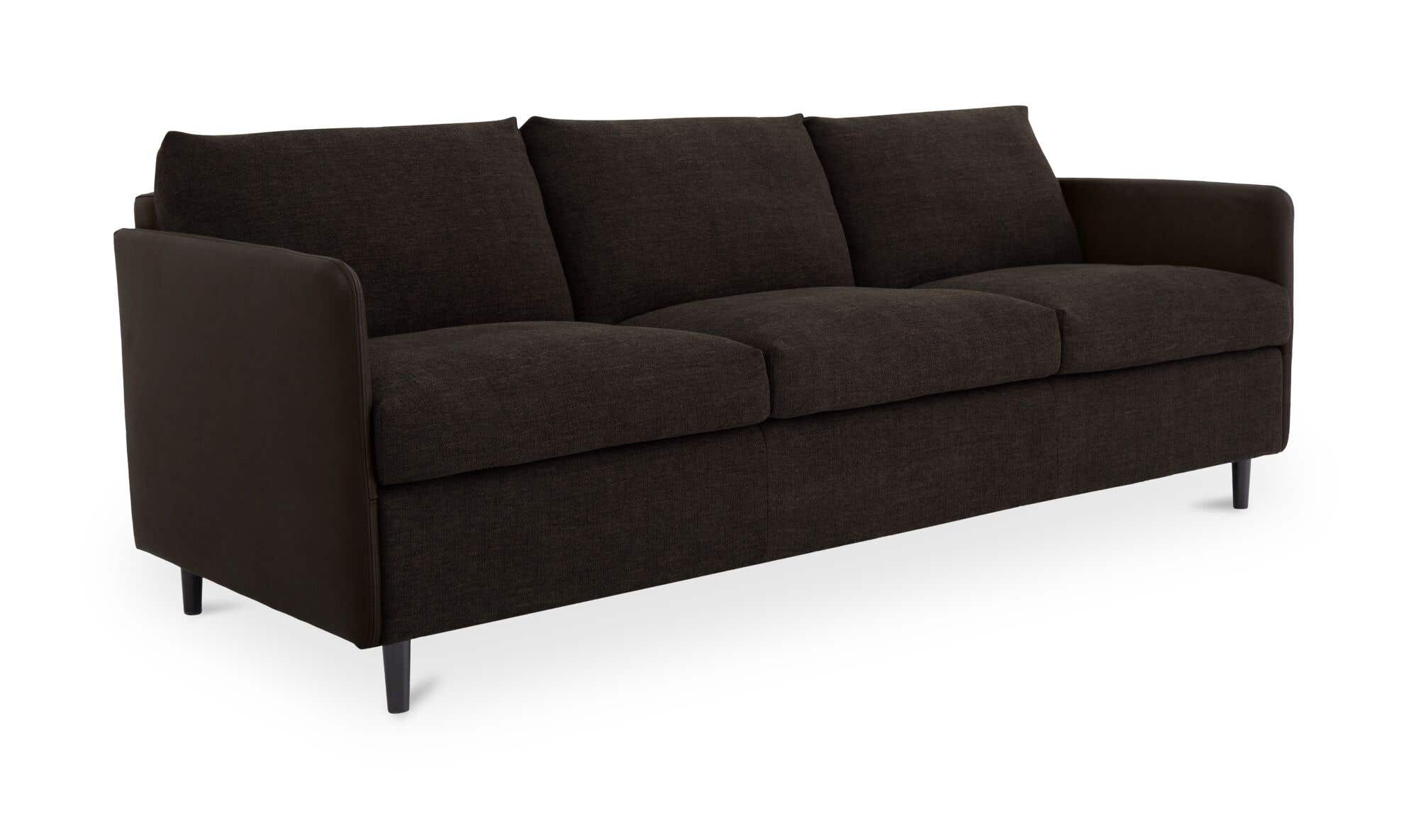86.8" Warm Black Leather Sofa