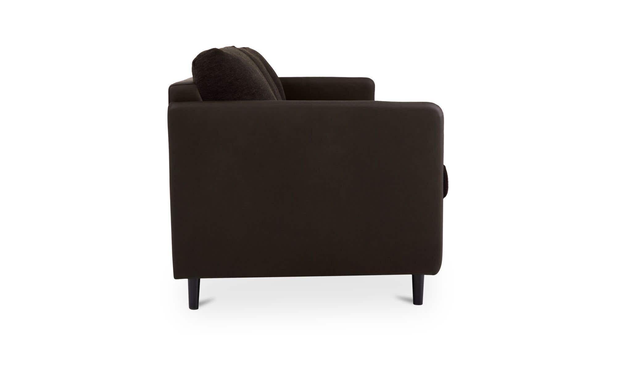 86.8" Warm Black Leather Sofa