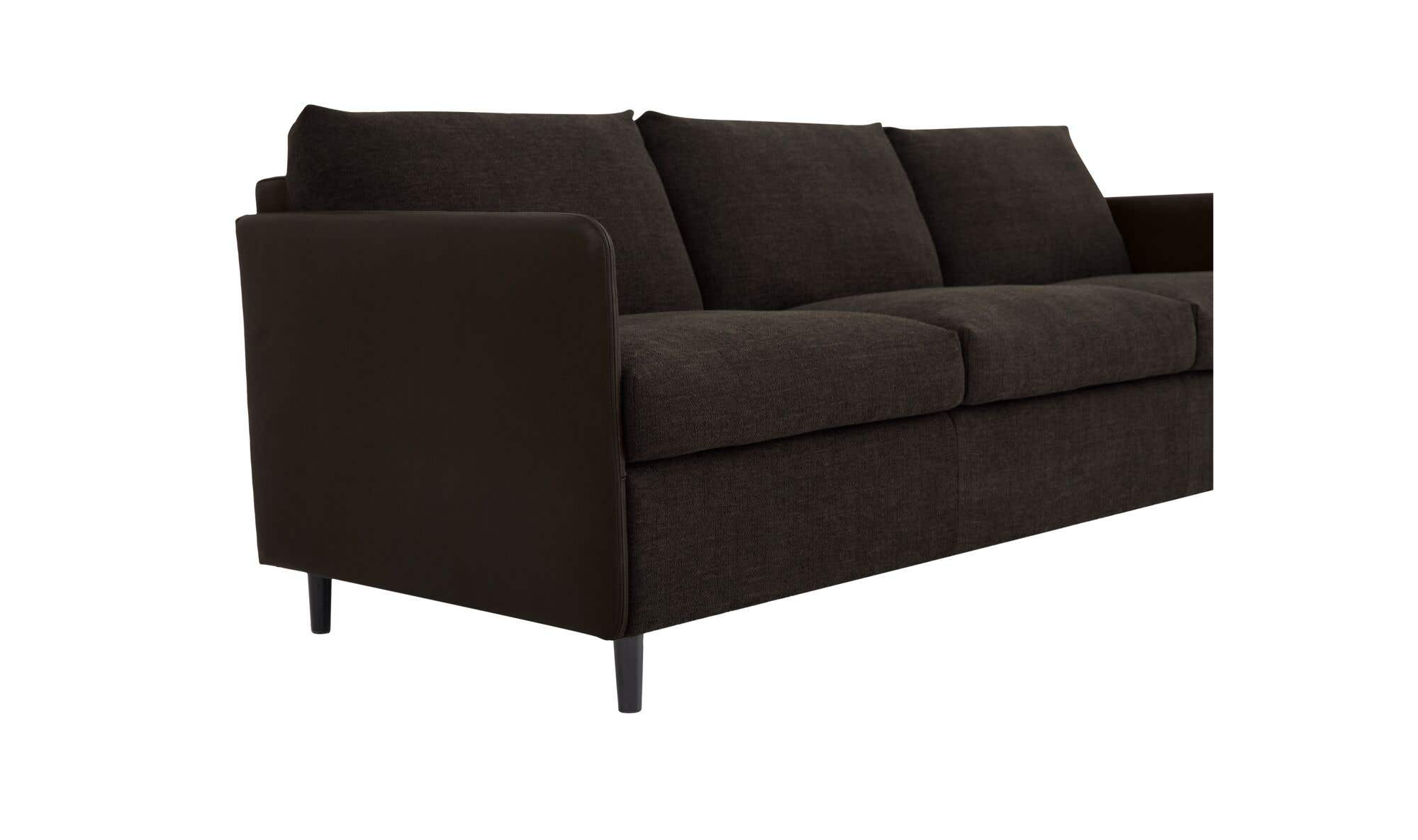 86.8" Warm Black Leather Sofa