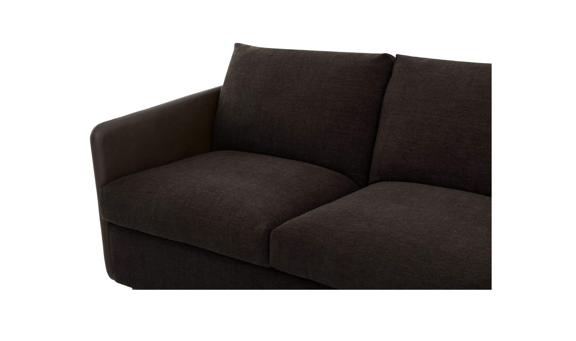 86.8" Warm Black Leather Sofa
