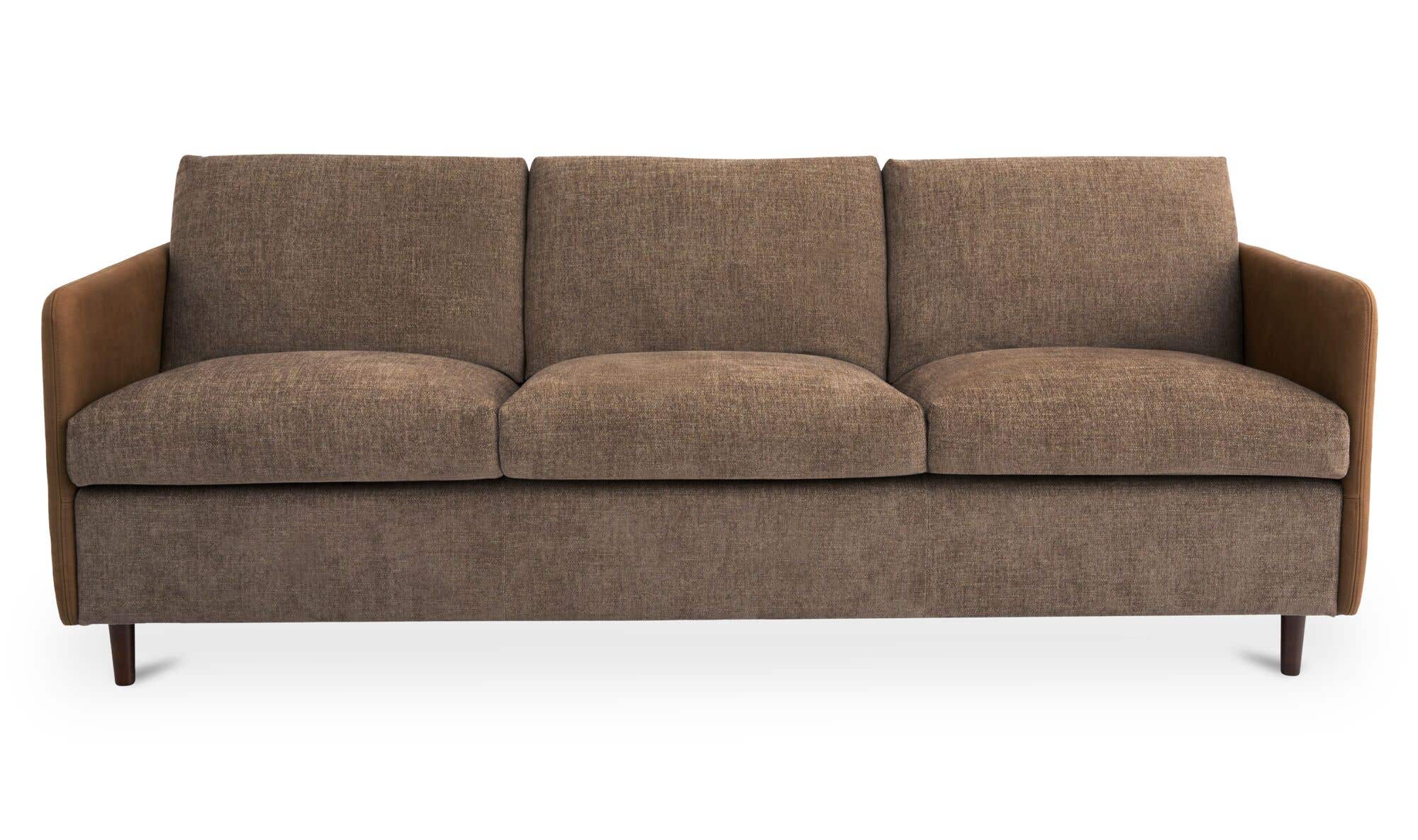 86.8" Brown Leather Sofa
