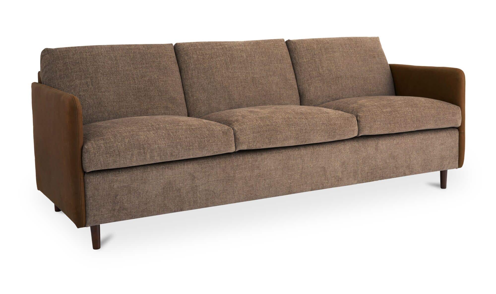 86.8" Brown Leather Sofa
