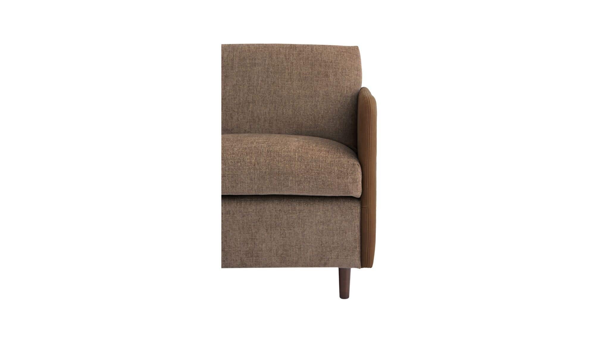 86.8" Brown Leather Sofa