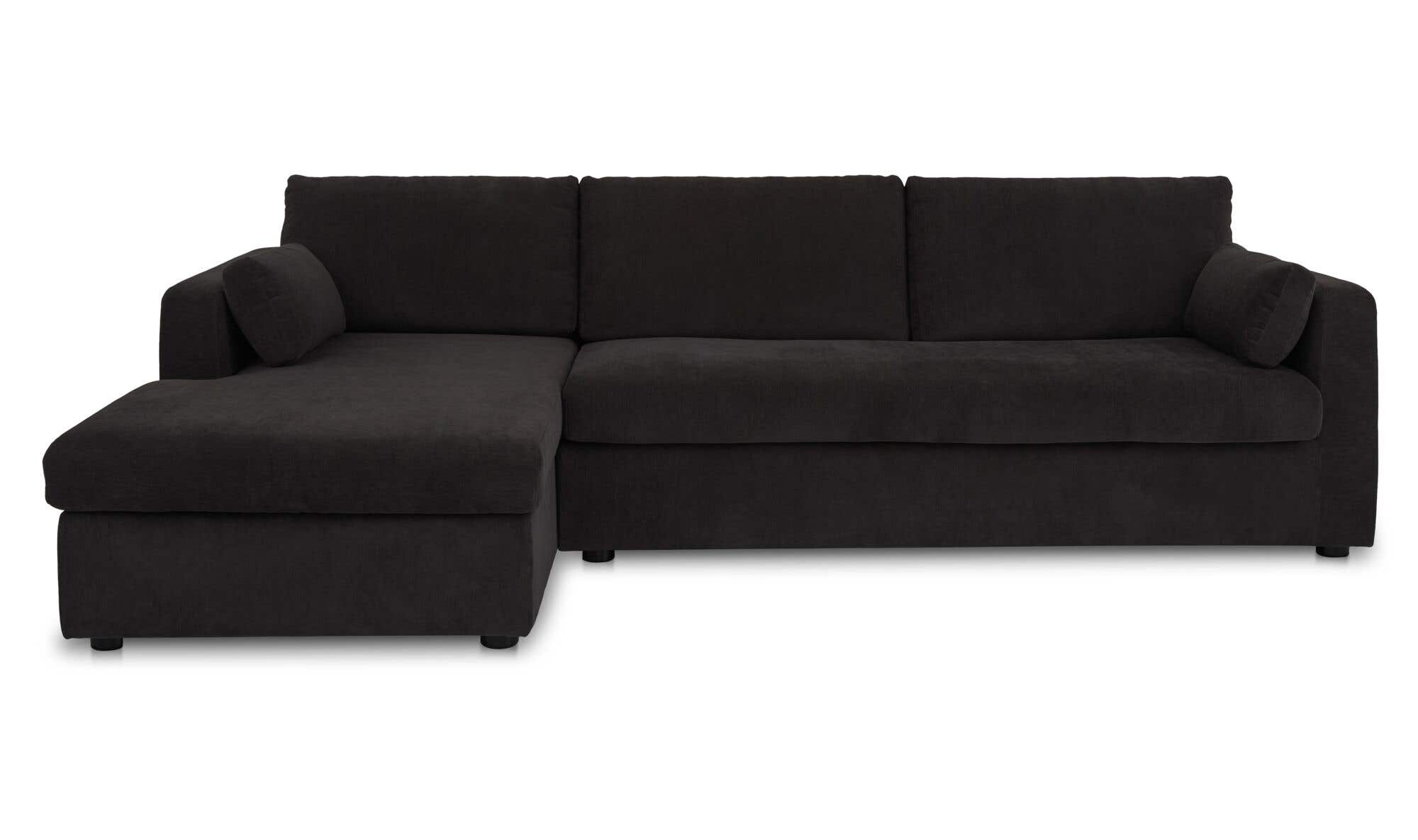 115.75" Black Upholstered Sleeper Storage Chaise Left Facing Sectional