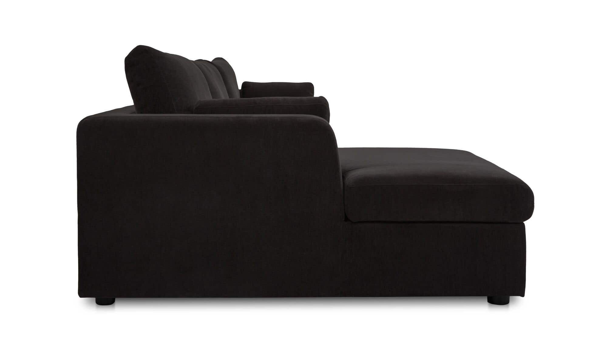 115.75" Black Upholstered Sleeper Storage Chaise Left Facing Sectional