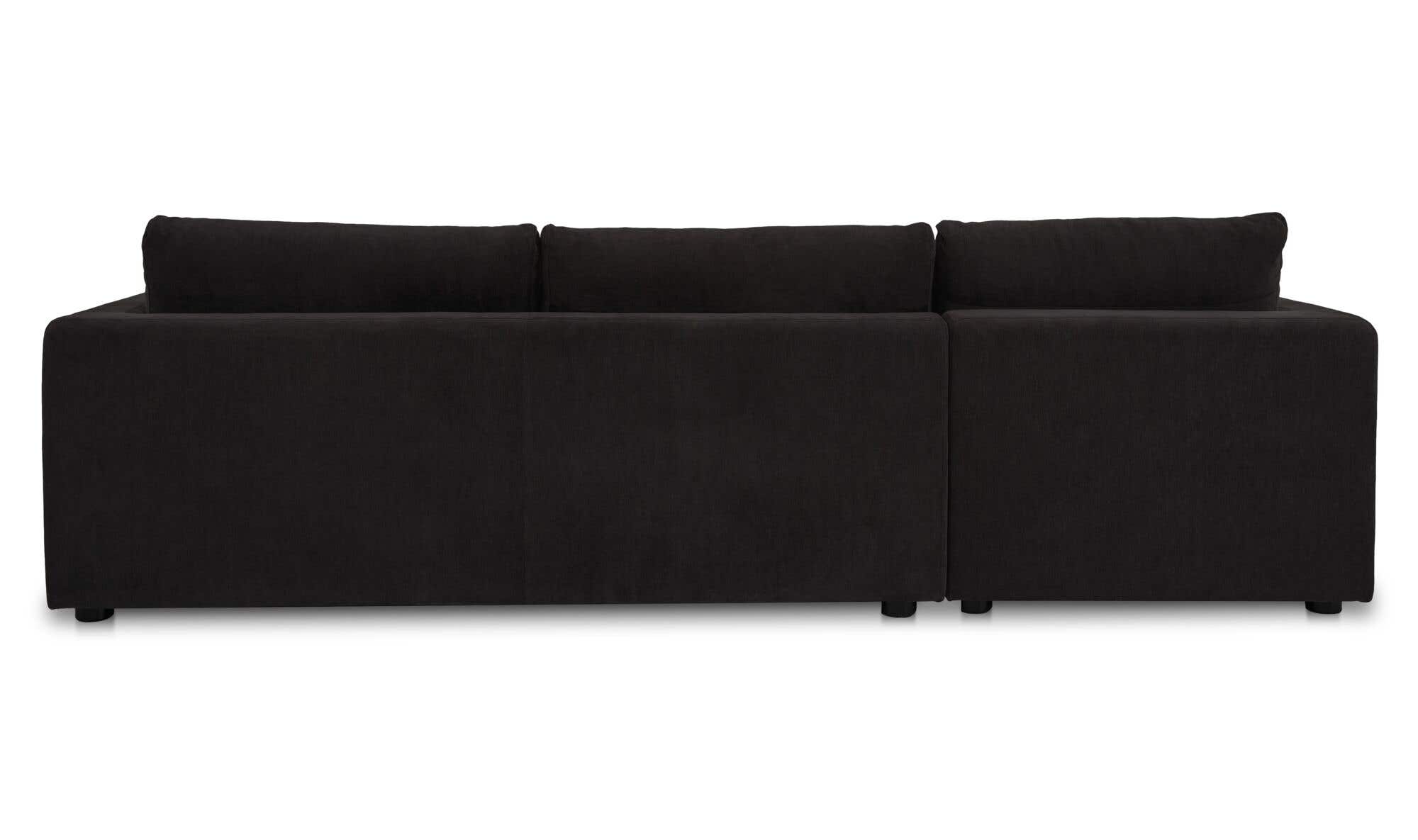 115.75" Black Upholstered Sleeper Storage Chaise Left Facing Sectional