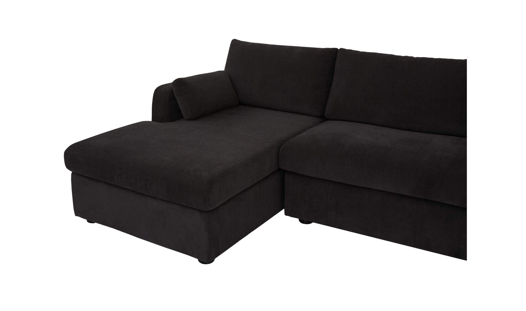 115.75" Black Upholstered Sleeper Storage Chaise Left Facing Sectional