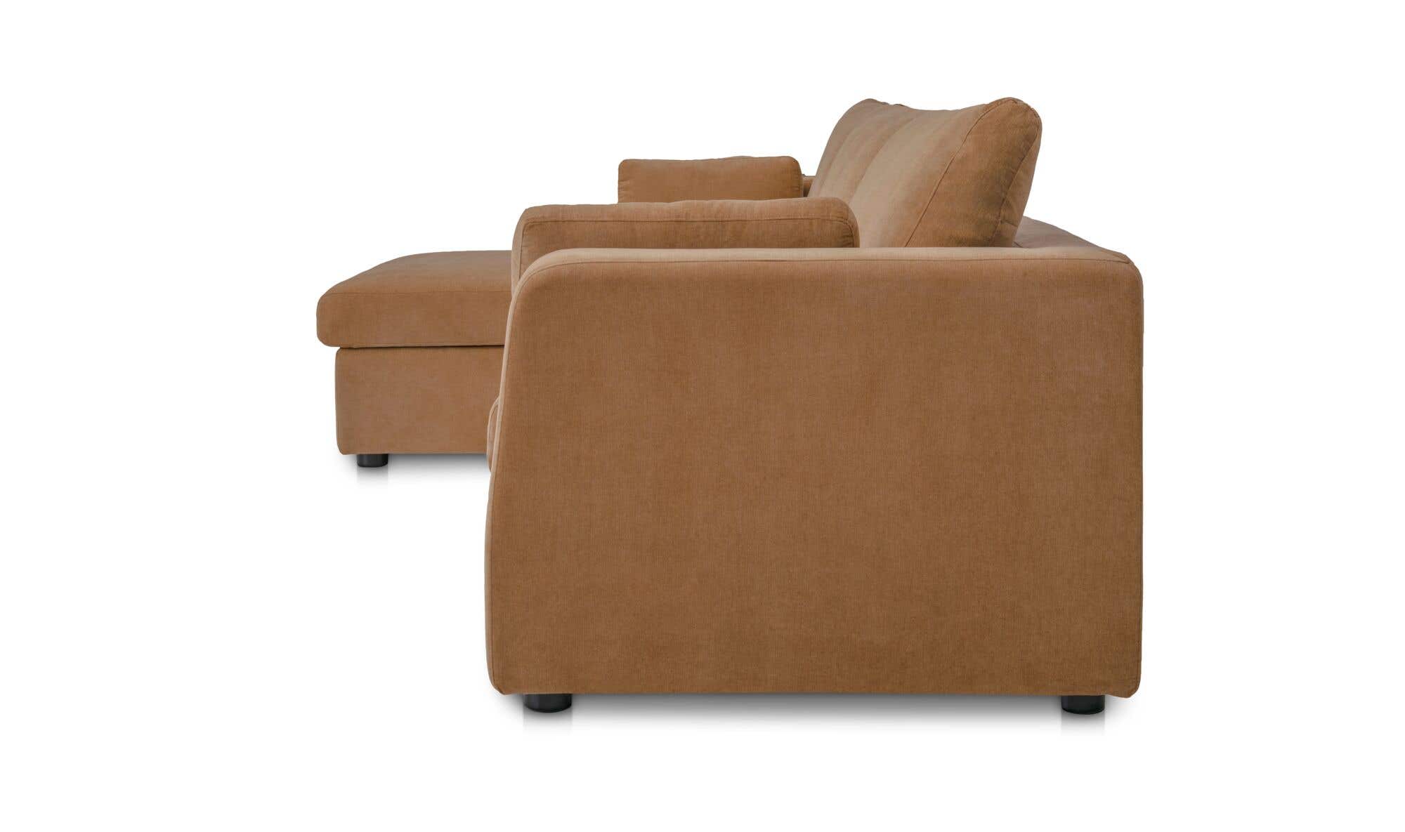 115.75" Ginger Upholstered Sleeper Storage Chaise Left Facing Sectional