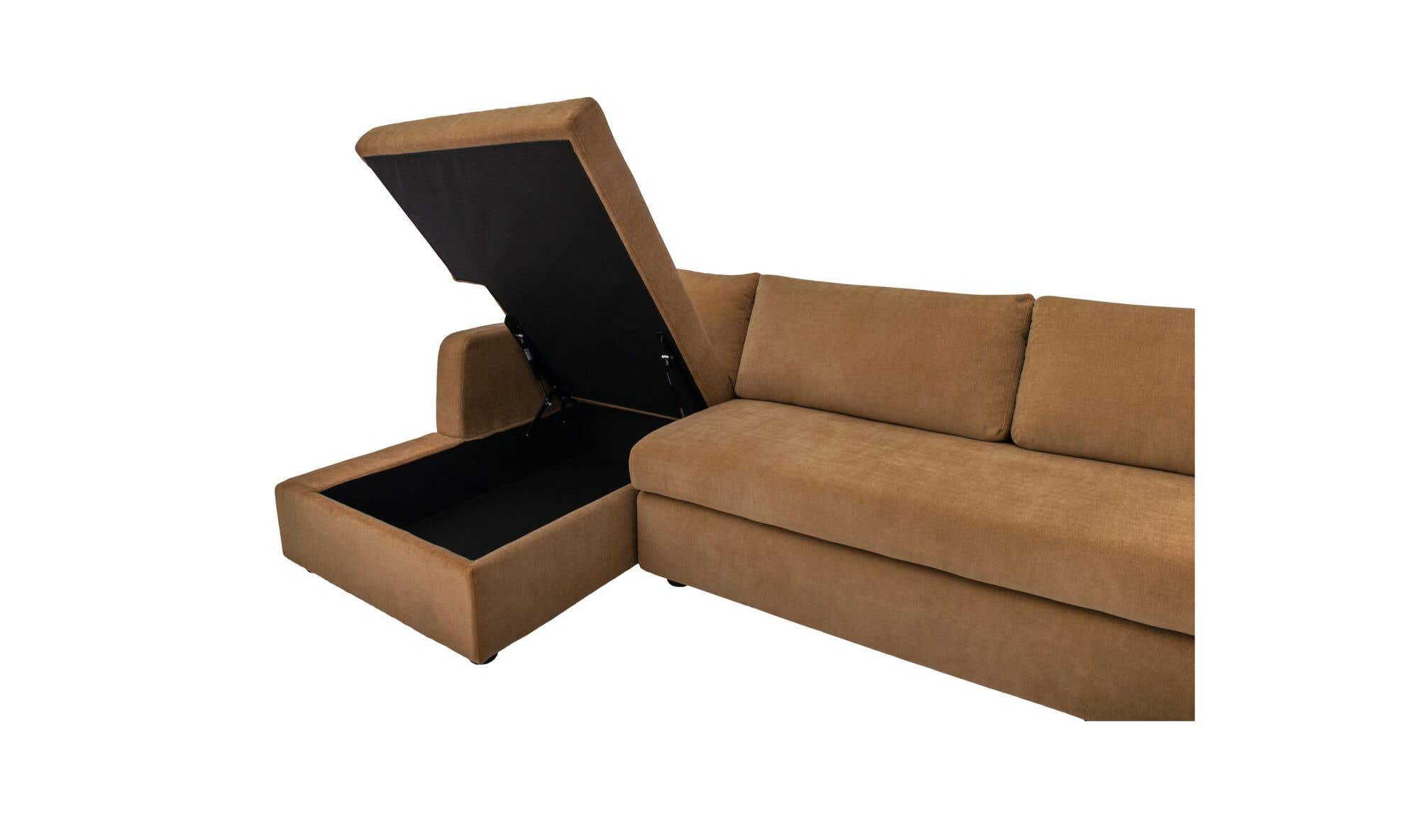 115.75" Ginger Upholstered Sleeper Storage Chaise Left Facing Sectional