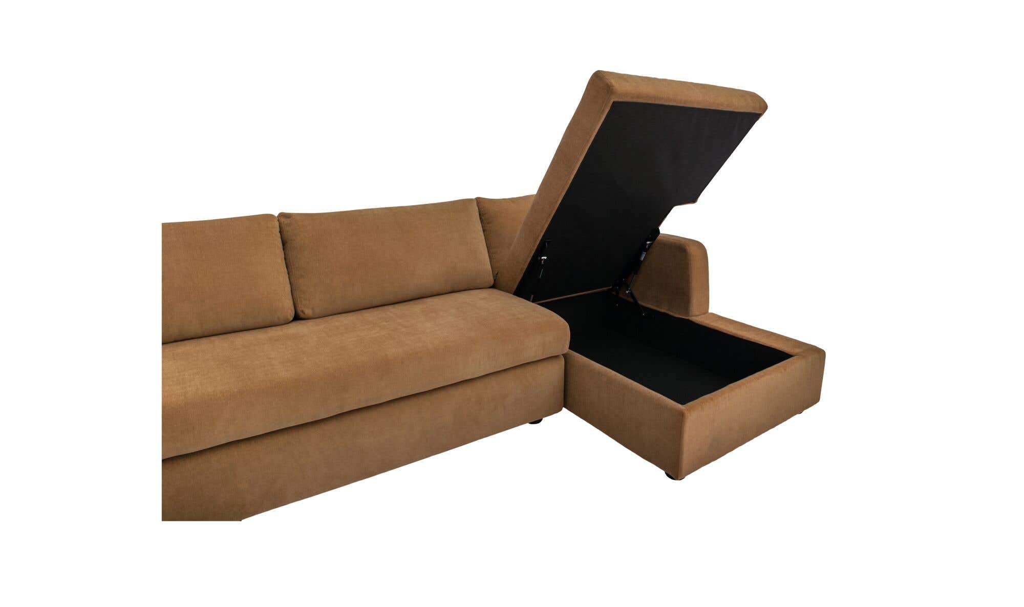 115.75" Ginger Upholstered Sleeper Storage Chaise Right Facing Sectional