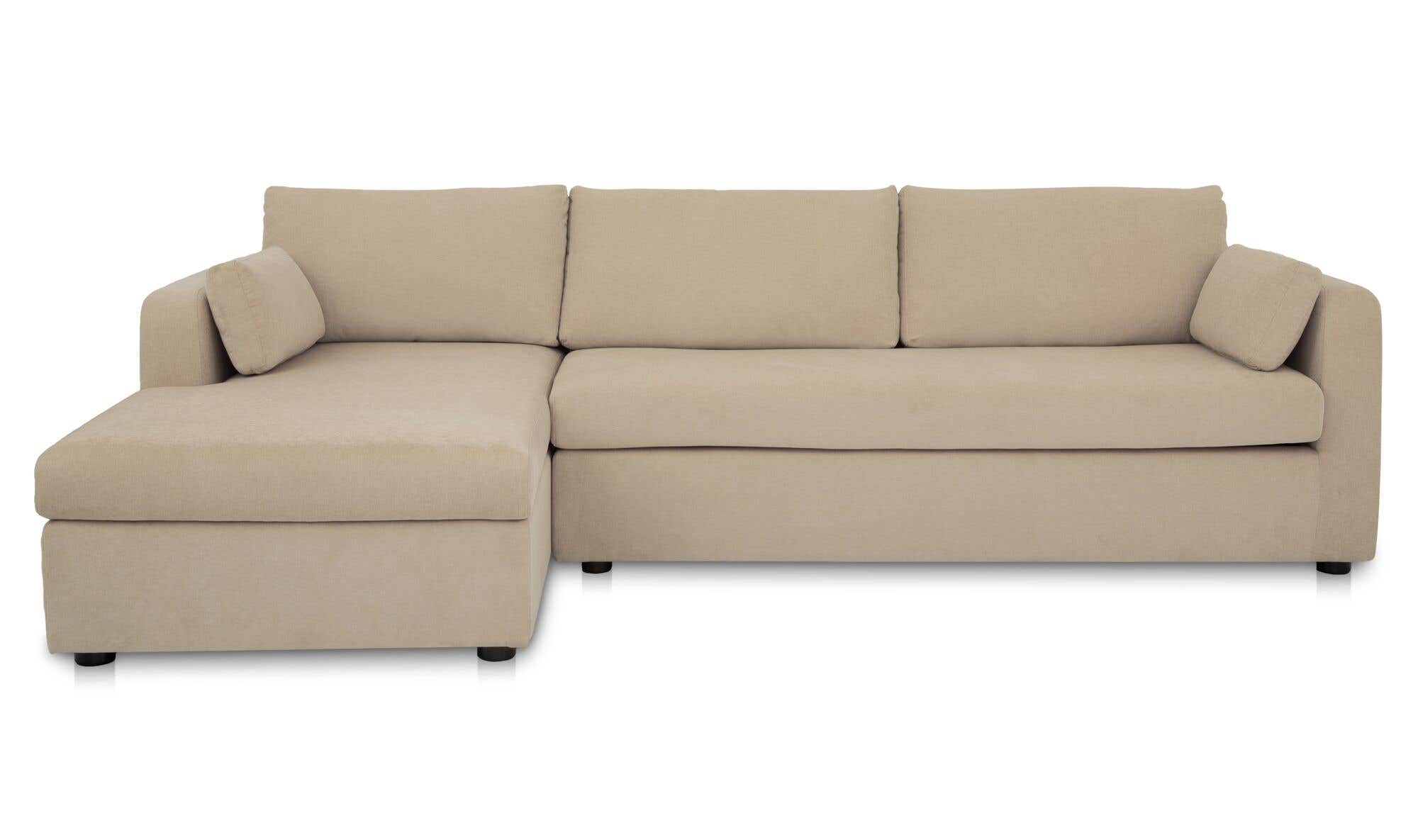 115.75" Sand Upholstered Sleeper Storage Chaise Left Facing Sectional
