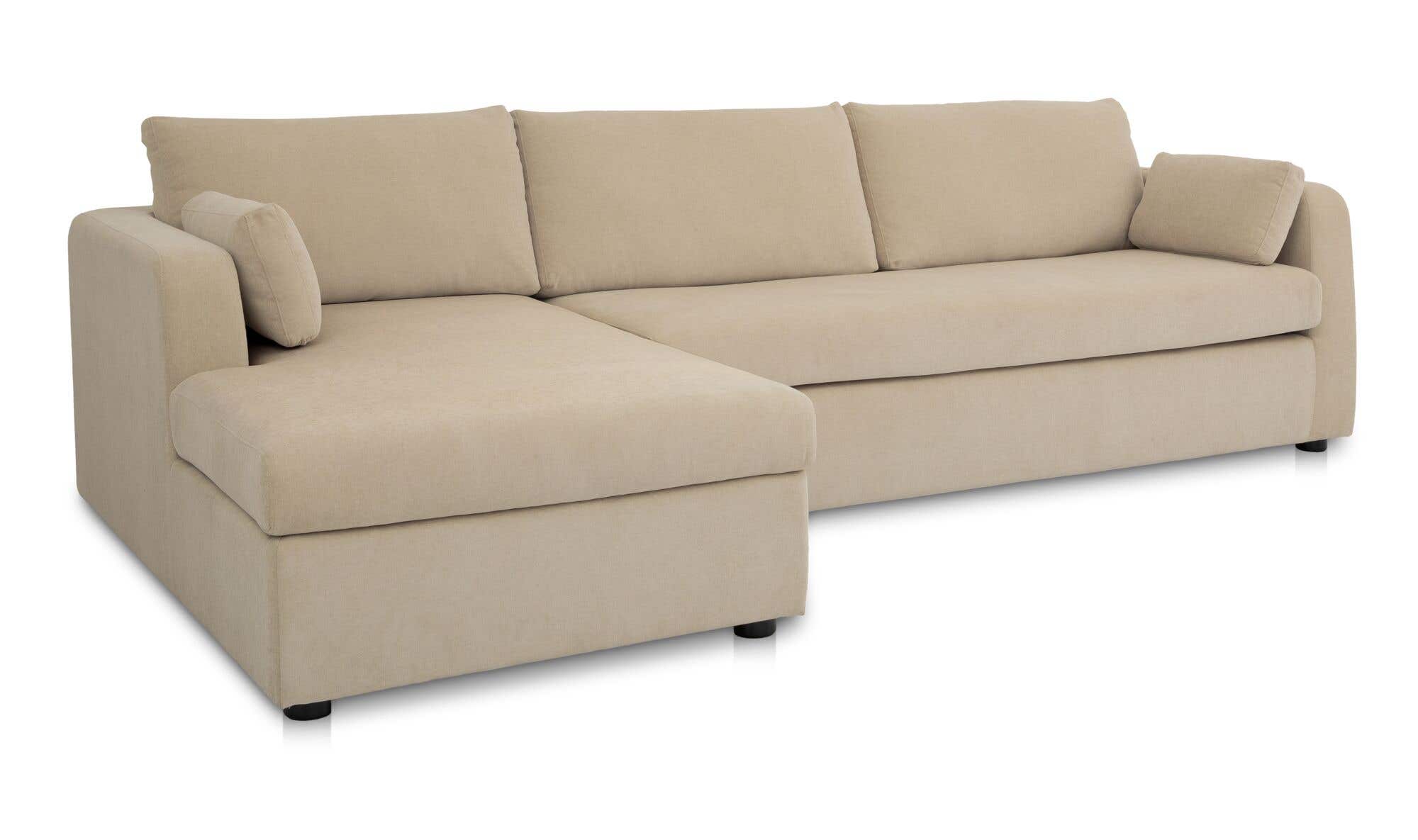 115.75" Sand Upholstered Sleeper Storage Chaise Left Facing Sectional